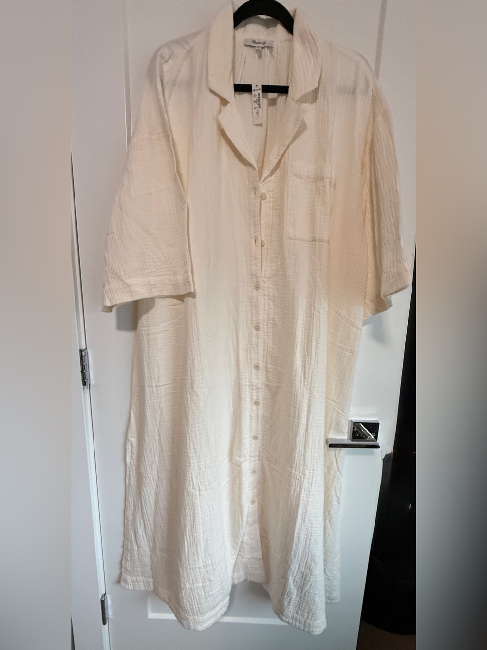 Madewell Cream Button-Down Gauze Coverup